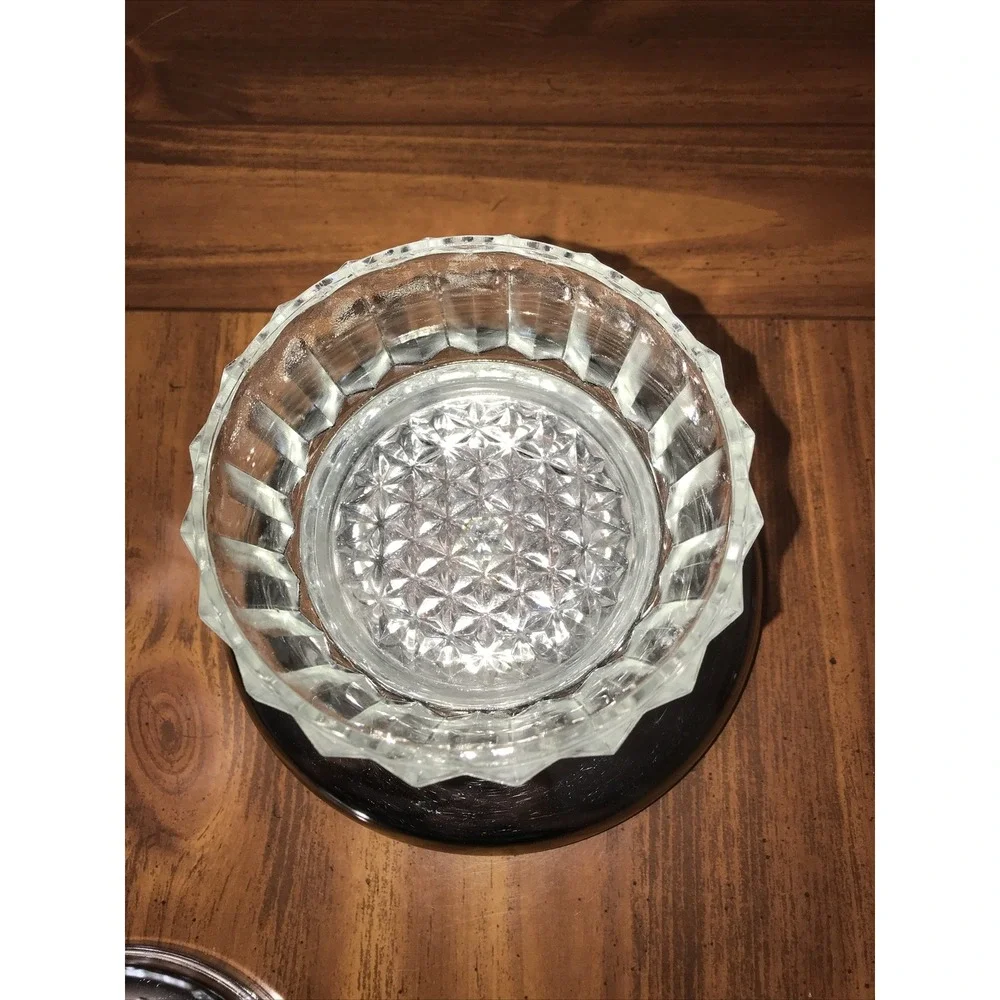 Vintage Lazy Susan Lid Bottom Glass‎ relish Jelly Dish Stainless Steel Bowl
